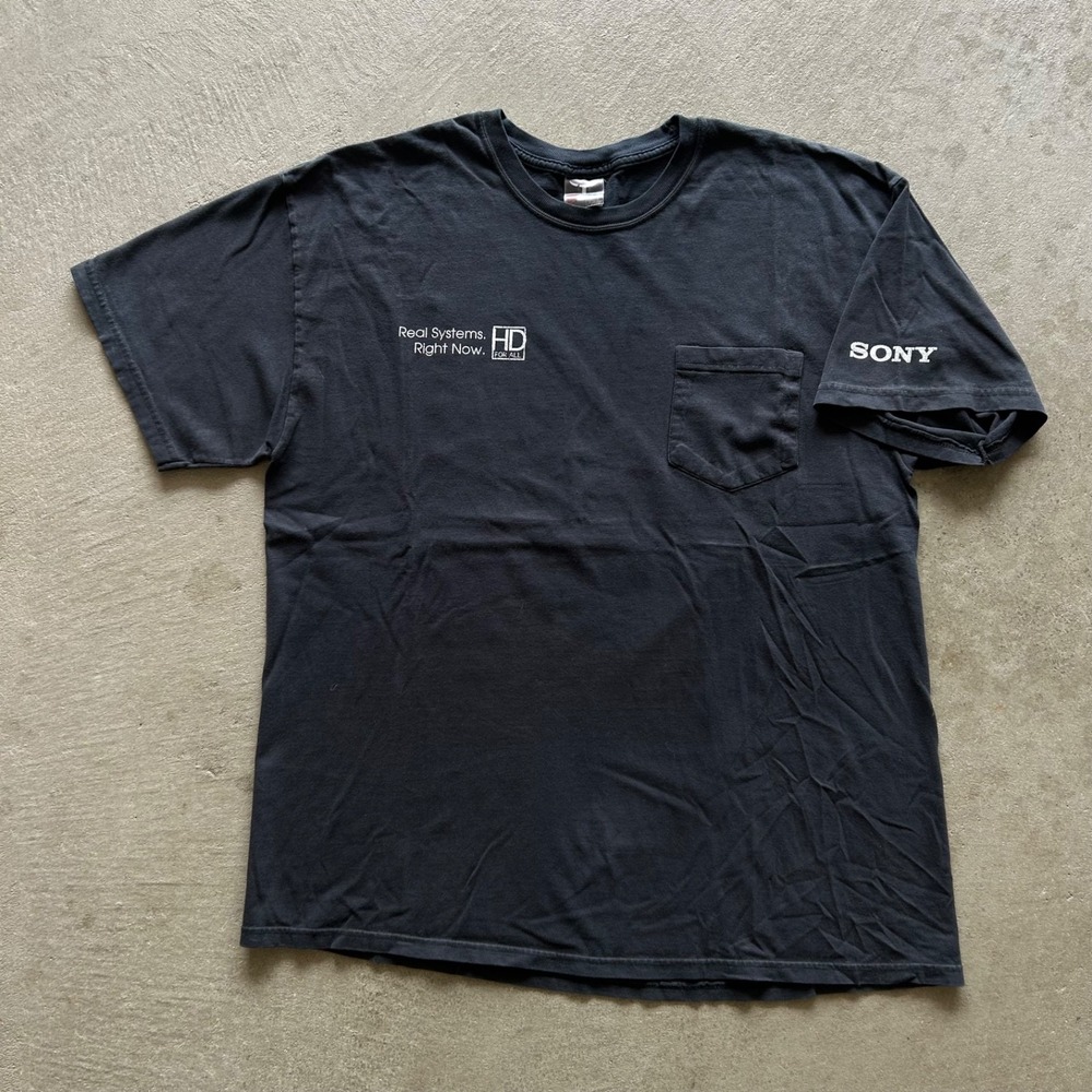 Vintage Real Systems Right Now Sony Shirt Size XL Black‎ HD For All Pocket